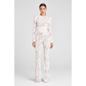Nadine Merabi Bella White Lace Jumpsuit size M (8)